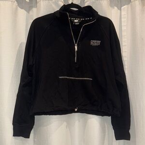 DKNY Sport Black Quarter-Zip Short/Crop Pullover Large